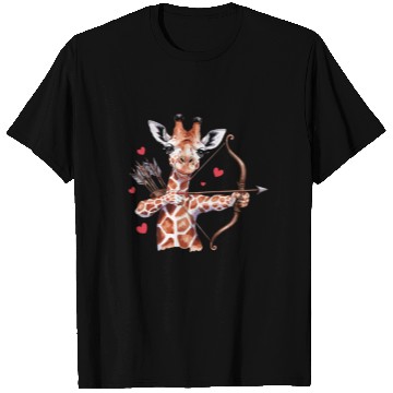 Discover Charming Giraffe Archer with Hearts and Bow T Shirts