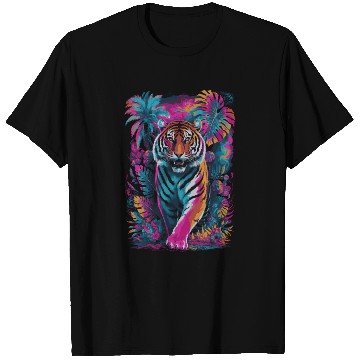 Discover Psychedelic Tiger in Vibrant Jungle Design T Shirts