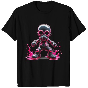 Discover Neon Wasteland: The Cyberpunk Gas Mask Warrior T Shirts
