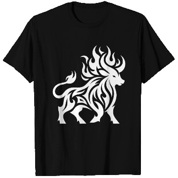 Discover Elegant Wild Burning Bull Tattoo Style T Shirts