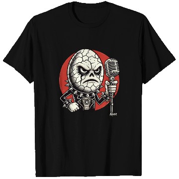 Discover Angry Punk rock music Egg with Mic T Shirts