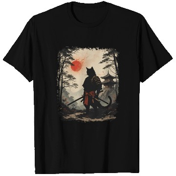 Discover Samurai Cat Warrior T Shirts Design