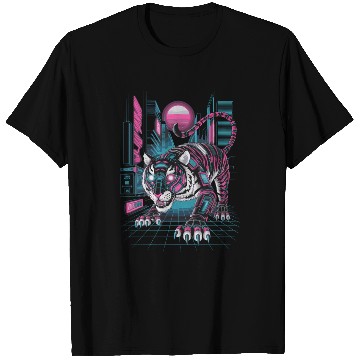 Discover Cyberpunk Neon Tiger Futuristic Design T Shirts