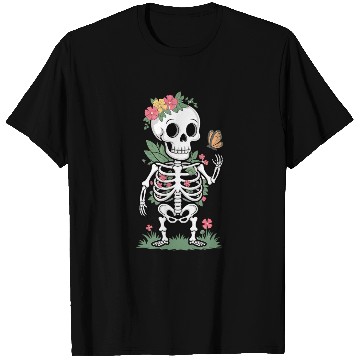 Discover Floral Skull Embrace T Shirts