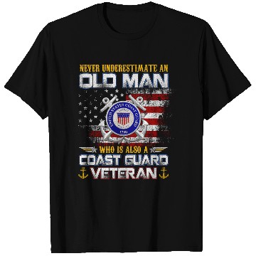 Discover Never Underestimate Old Man US Coast Guard Veteran T Shirts