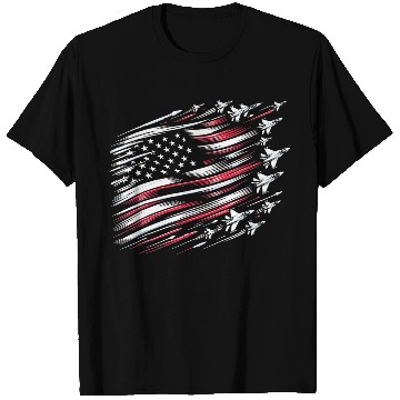 Discover Patriotic Red Blue Us Flag Fighter Jets T Shirts