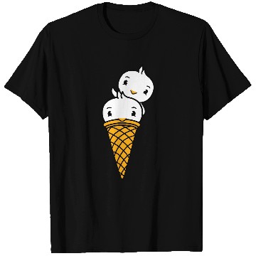 Discover Two Birds Ice Cream Waffle Scoops Greeting Waving T Shirts