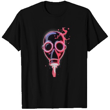Discover Neon Cyberpunk Gas Mask – Glowing Apocalypse Art T Shirts
