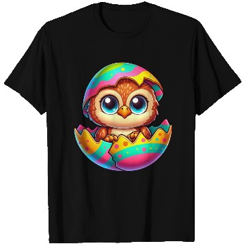 Discover Cute Owl Easter Egg Cartoon Hatching Colorful T Shirts