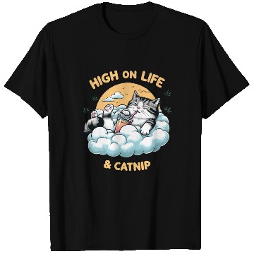 Discover High on Life & Catnip - Floating Cat Art T Shirts