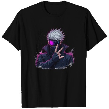 Discover Mysterious White-Haired Anime Warrior with Mask T Shirts