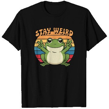 Discover Stay Weird Retro Frog Design Cute Cartoon T Shirts