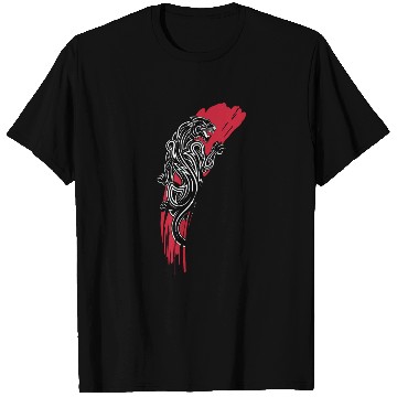 Discover Tribal Panther with Red Brush Stroke T Shirts