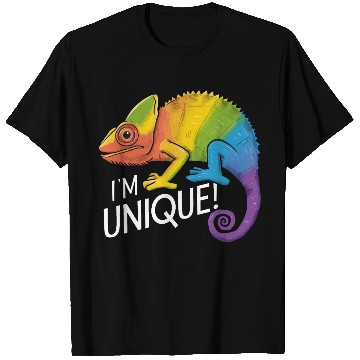 Discover Rainbow Chameleon - "I'm Unique!" Colorful Animal T Shirts
