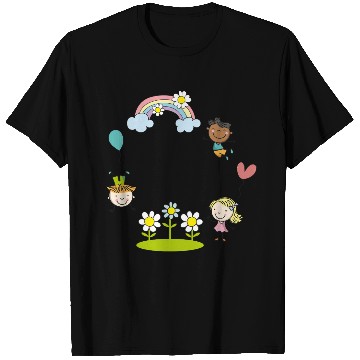 Discover Children of the Earth with Rainbow Flowers Balloon T Shirts