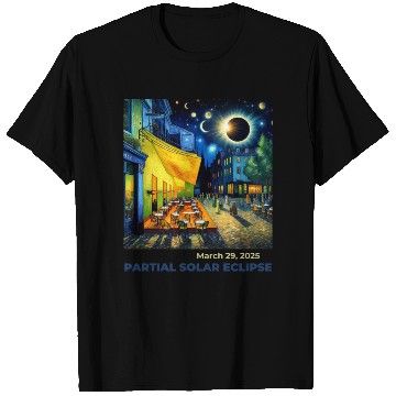 Discover March 29, 2025 Partial Solar Eclipse Night Scene T Shirts