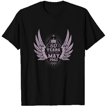 Discover 60th birthday angel wings unique since May 1965 T Shirts