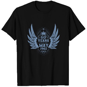 Discover 60th birthday angel wings unique since May 1965 T Shirts