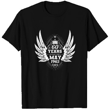 Discover 60th birthday angel wings unique since May 1965 T Shirts