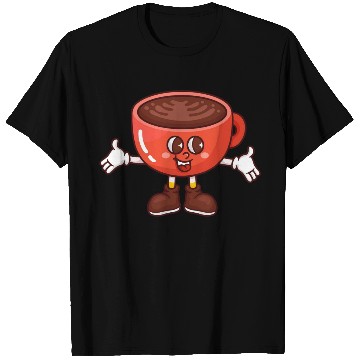 Discover Charming Coffee Cup Character Illustration T Shirts