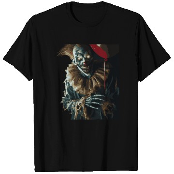 Discover Creepy Ghost Clown with Red Balloon – T Shirts