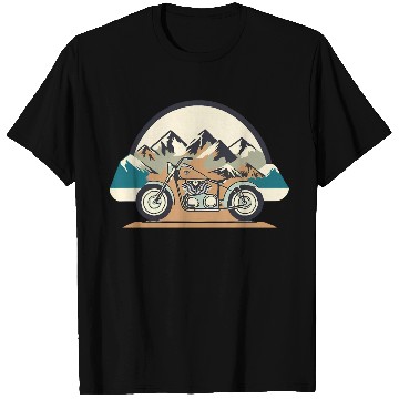 Discover Motorcycle | Mountain background | Pastel Stick T Shirts