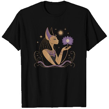 Discover Serene Bastet Holding a Lotus T Shirts