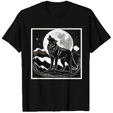 Discover Night Wolf Silhouette Design T Shirts
