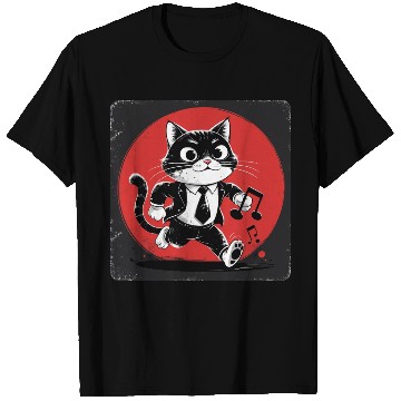 Discover Whimsical Black White Cat Conductor Vintage S T Shirts