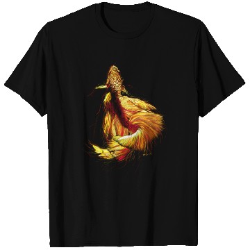 Discover Golden Betta Dance: Fiery Aquatic Art Print T Shirts