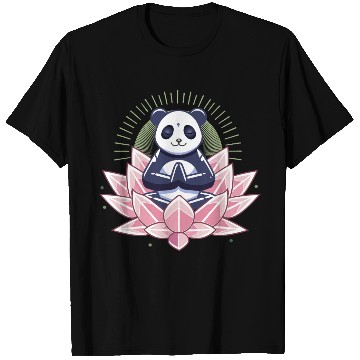 Discover Meditating Panda on Lotus T Shirts
