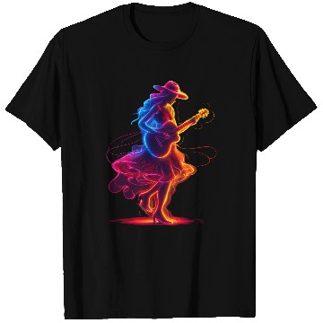 Discover Guitar Player Girl Synthwave T Shirts