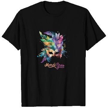 Discover Colorful Mardi Gras Mask Feather Party Design T Shirts