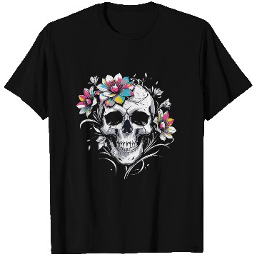 Discover Streetwear Skull Bloom Floral Skull T Shirts
