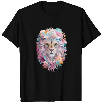 Discover Lion Illustration Surrounded By Floral T Shirts