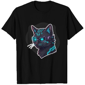 Discover Badass Cat Cyberpunk – Neon Feline from the Future T Shirts