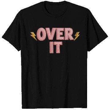Discover Over It Embroidered Pastel Puff Lettering T Shirts