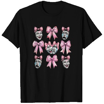 Discover Coquette Bow Theatre Mask Drama Comedy Artist Girl T Shirts