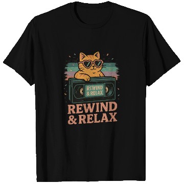 Discover Rewind & Relax Retro Cat Vibes 80s 90s vhs TV T Shirts
