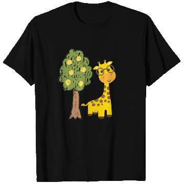Discover Funny giraffe and tree drawing T Shirts