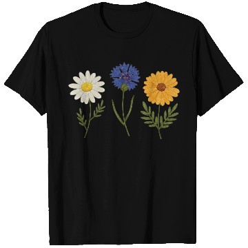 Discover Wildflower Trio Daisy Cornflower Marigold T Shirts