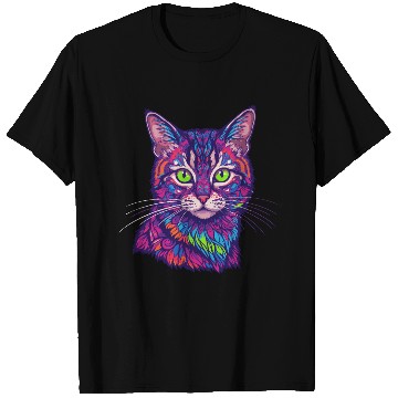 Discover psychedelic cat illustration T Shirts
