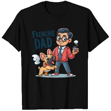 Discover Frenchie Dad Cartoon Design T Shirts