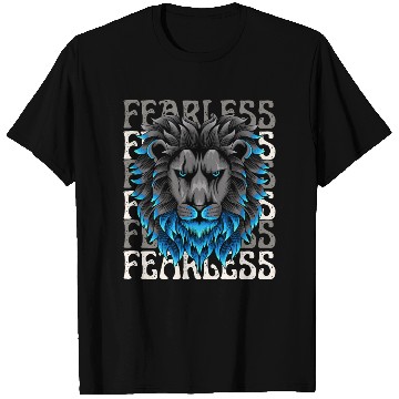 Discover Black Blue Illustrative Fearless T Shirts