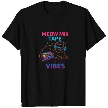 Discover Meow Mix Tape Vibes Retro Cat T Shirts
