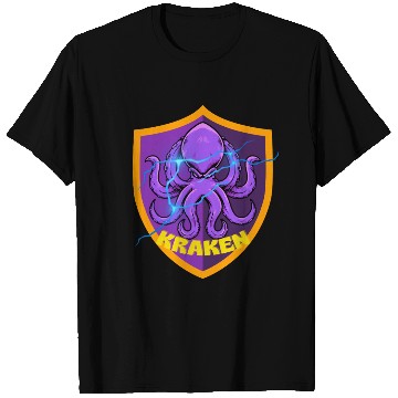 Discover Kraken Power – Electric Sea Beast Emblem T Shirts