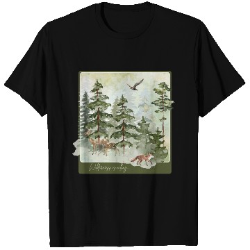 Discover Wilderness is Calling – Watercolor Fox & Forest T Shirts