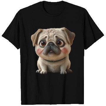 Discover 3D Rendered Chubby Pug Sitting T Shirts