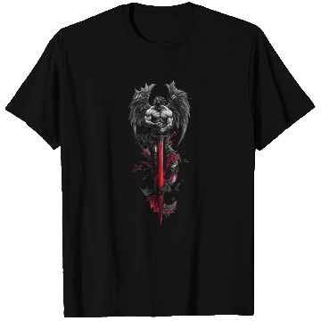 Discover Dark Fallen Angel with Crimson Sword T Shirts