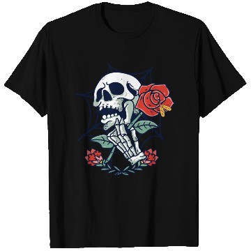 Discover Skull holding a rose T Shirts